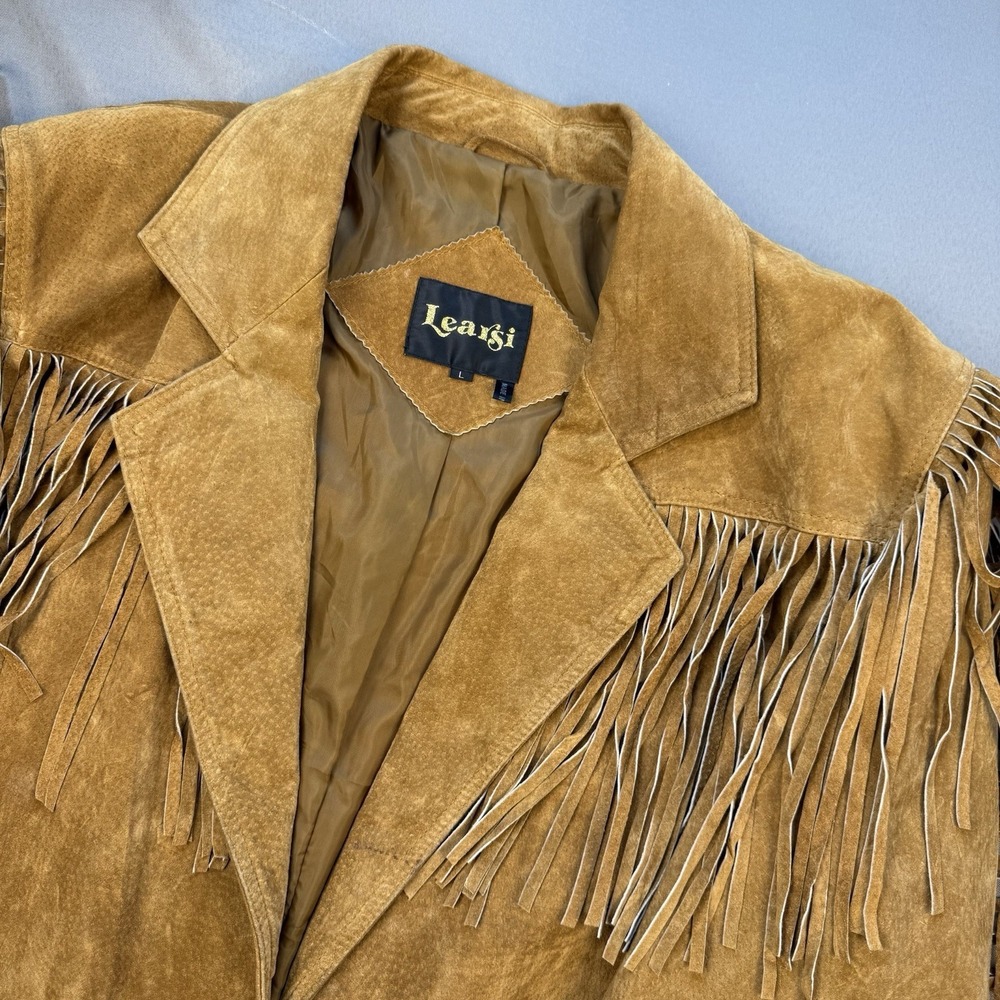 Learsi Women's Fringed‎ Suede Leather Jacket Western Rodeo Rancher Cowgirl Sz L
